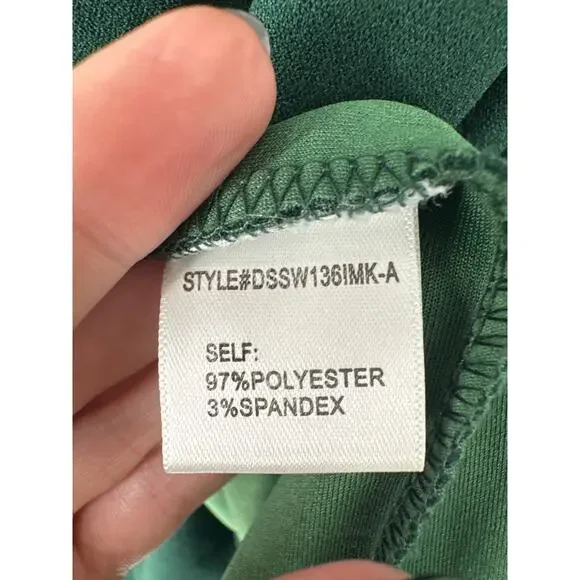 Altard State Dress Womens Medium Green Midi Party V Neck Ruched Stretch Dark - Picture 6 of 9